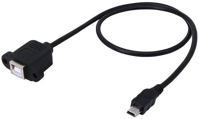 Alt view image 7 of 12 - 50cm Mini USB 5pin Male to USB Type B 2.0 Female Extension Panel Mount Data and Charge Cable with Screws Holes