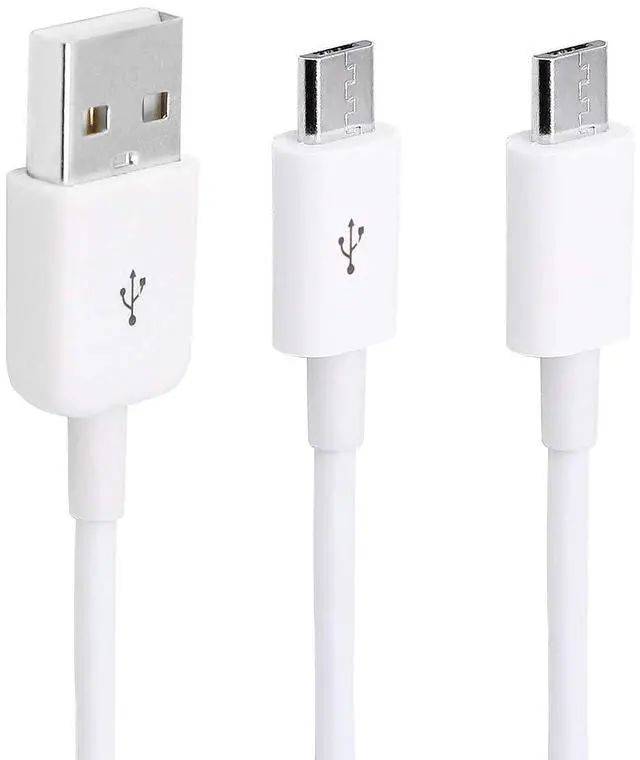 Alt view image 8 of 14 - 3Ft USB 2.0 Type A Male to 2 Micro USB Male Splitter Y Data Charge Connector Adapter Cable (White)