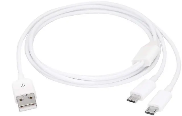 Alt view image 10 of 14 - 3Ft USB 2.0 Type A Male to 2 Micro USB Male Splitter Y Data Charge Connector Adapter Cable (White)