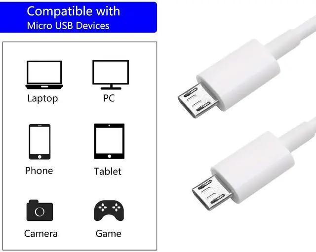 Alt view image 14 of 14 - 3Ft USB 2.0 Type A Male to 2 Micro USB Male Splitter Y Data Charge Connector Adapter Cable (White)