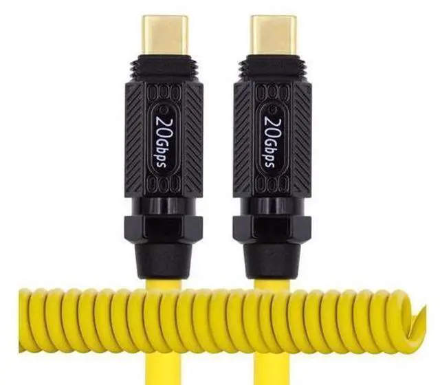 Alt view image 8 of 14 - Vszerda Stretch Coiled Silicone 140W USB-C USB4 Cable 20Gbps 8K Type-C Male to Male Cable Power & Data for Gaming Keyboard Mouse 1.8m/6ft
