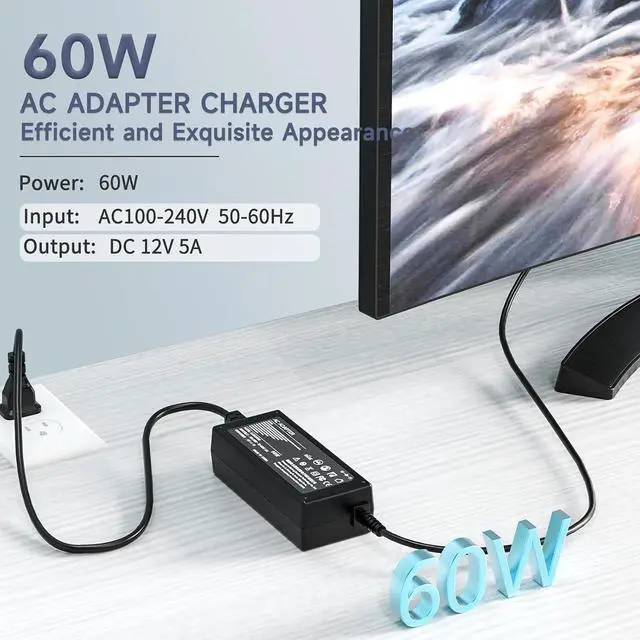 Alt view image 10 of 14 - Dual Dell Power Adapter Bundle, 12V 60W Monitor Supply + 240W Gaming Laptop Charger, 5.5×2.5mm & 7.4×5.0mm for Dell Displays & G Series