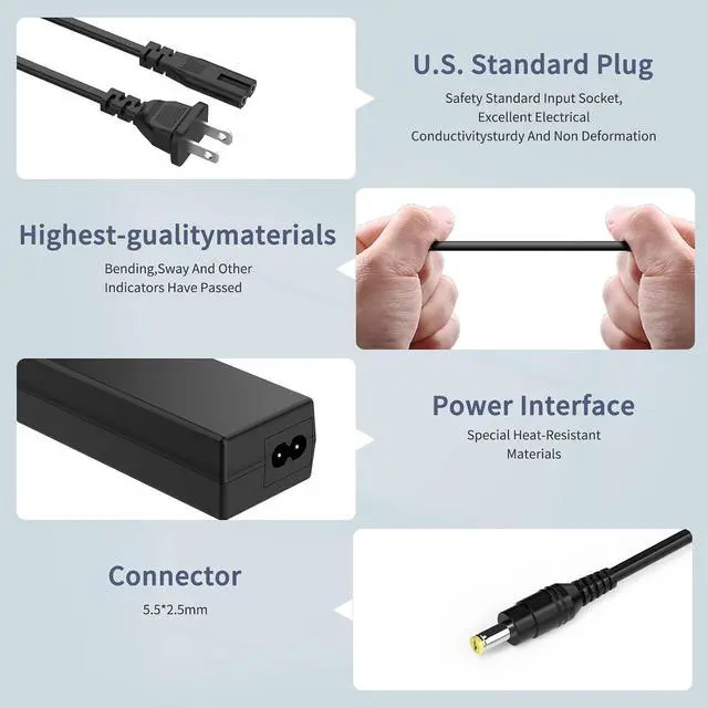 Alt view image 14 of 14 - Dual Dell Power Adapter Bundle, 12V 60W Monitor Supply + 240W Gaming Laptop Charger, 5.5×2.5mm & 7.4×5.0mm for Dell Displays & G Series