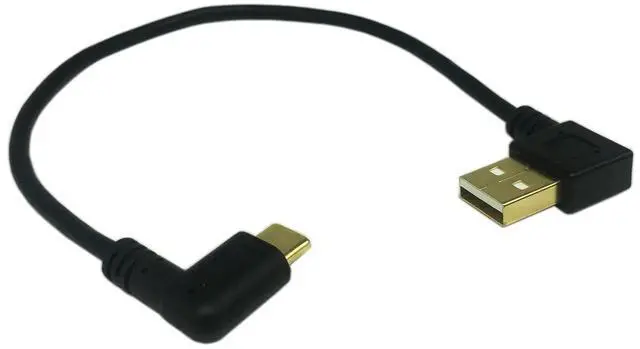 Alt view image 8 of 12 - 9 inch Gold Plated USB Left & Right Angle 3.0 Type C Male to Left Angle USB Type A 2.0 Male Fast Charge and Data Sync Cable L