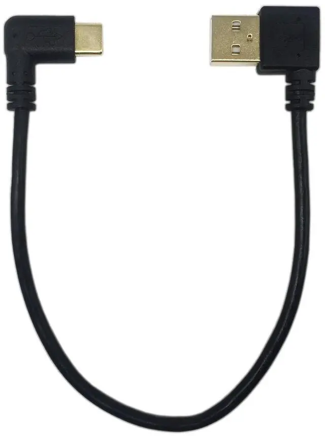 Alt view image 9 of 12 - 9 inch Gold Plated USB Left & Right Angle 3.0 Type C Male to Left Angle USB Type A 2.0 Male Fast Charge and Data Sync Cable L