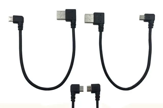 Alt view image 7 of 12 - 9Inch Micro USB Cable Combo Left & Right Angle Micro USB 5 Pin Male to USB 2.0 Type A Right Angle Male Data Sync and Charge Cable (Black)(2-Pack) R