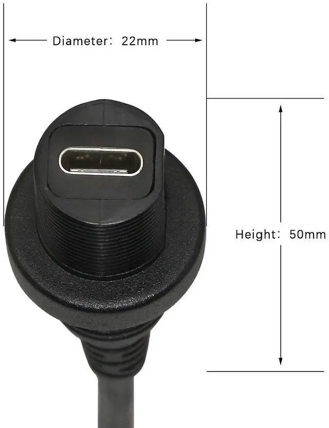 Alt view image 14 of 14 - 30cm USB Type C 2.0 Car Mount Dash Flush Waterproof Extension Cable for Car, Boat, Motorcycle, Truck Dashboard (USB-C)