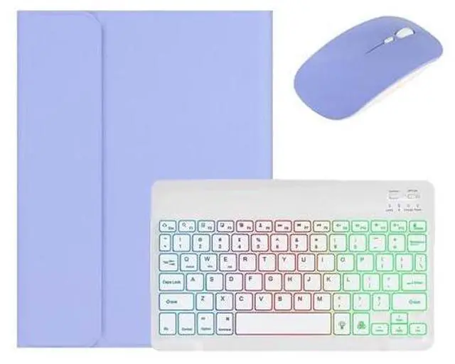 Alt view image 6 of 10 - kaidisen Backlit Keyboard for Galaxy Tab S6 Lite 10.4" 2024/2022/2020 Keyboard Case with Mouse, Detachable Backlight Color Keyboard Case,Purple+White
