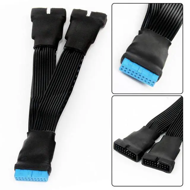 Alt view image 5 of 7 - WRIARICH 19-pin To USB 3.0 20-pin 1 To 2 Power Splitter Cable 18AWG 12cm For Motherboard