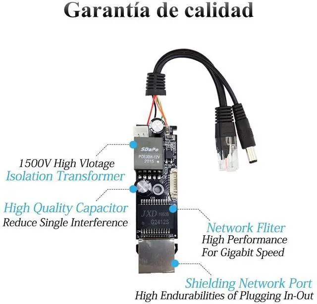 Alt view image 14 of 14 - Gigabit PoE Splitter 12V 2A Output with IEEE 802.3af/at Standard Compliant 10,100,1000Mbps Power Over Ethernet Splitter Adapter for Security Camera CCTV Surveillance 5.5x2.1mm DC Plug Cable(PS5712TG)