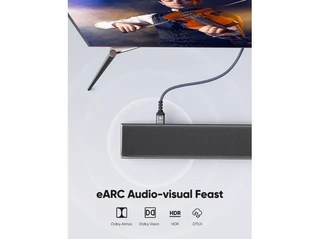 Alt view image 10 of 14 - Vszerda 8K 2.1 HDMI Cable 3.3FT/1M 2-Pack, 48Gbps High Speed HDMI Braided Nylon Cord-4K120 144Hz 8K60Hz RTX 3090 eARC HDR10 4:4:4 HDCP 2.2&2.3 QMS VRR,Compatible for Laptop,Monitor,Roku TV,HDTV