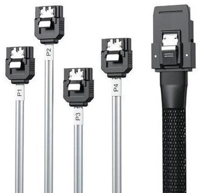 Alt view image 8 of 14 - Vszerda MiniSAS SFF-8087 Fan-Out Cable Breakout to 4xSATA, 6Gbps High-Speed Cable for RAID Controllers, Servers & Storage Enclosures, 1-m(3.3ft)
