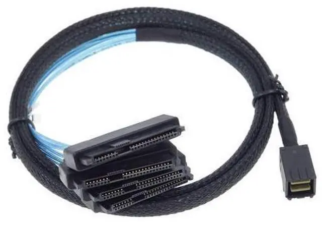 Alt view image 12 of 14 - Vszerda Mini SAS to SAS Cable Breakout Internal Fan-Out HD SFF-8643 to SFF-8482 29Pin with Sata Power for Raid Controller to HDD 1M Length