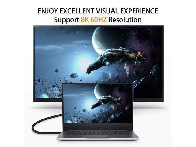 Alt view image 11 of 14 - Vszerda 8K HDMI 2.1 Cable 6feet, HDMI 48gbps 90 Degree Up Angle HDMI Male to Male HDMI 2.1 Cable with 8K 60Hz Video and 3D HDR for TV/Xbox /PS4 /PS5(M/M Up)
