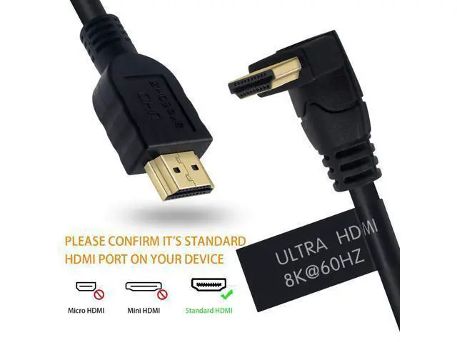 Alt view image 12 of 14 - Vszerda 8K HDMI 2.1 Cable 6feet, HDMI 48gbps 90 Degree Up Angle HDMI Male to Male HDMI 2.1 Cable with 8K 60Hz Video and 3D HDR for TV/Xbox /PS4 /PS5(M/M Up)
