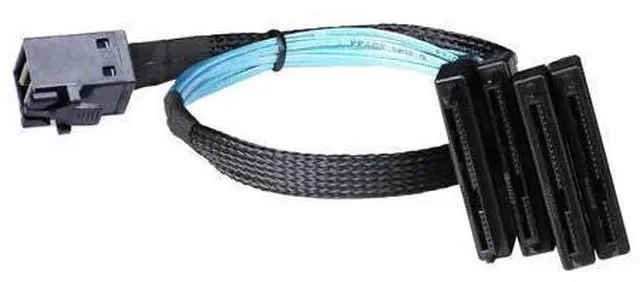 Alt view image 12 of 12 - Vszerda Mini-SAS to SAS-Cable: 0.5M SFF-8643 to SAS SFF-8643 to SFF-8482 Connector 4X SFF-8482 with SATA Power Adapter Cable (1.6FT)