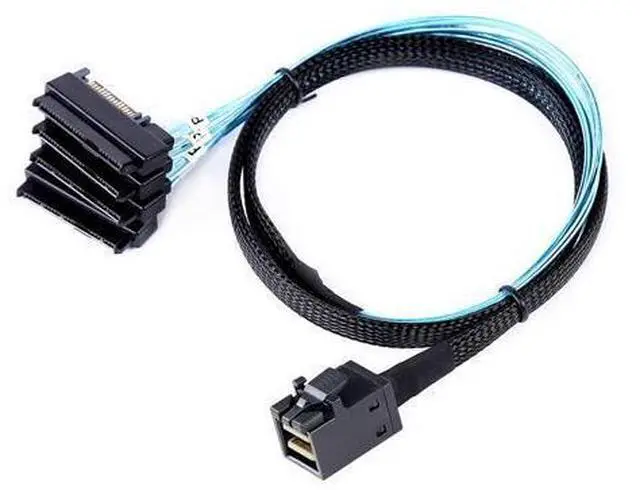 Alt view image 12 of 12 - Vszerda Mini SAS to SAS Cable: 1M SFF-8643 to SAS SFF-8643 to SFF-8482 Connector 4X SFF-8482 with SATA Power Adapter Cable (3.3FT)
