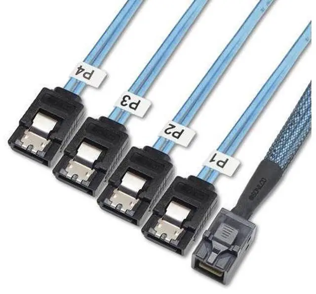 Alt view image 6 of 10 - Vszerda Internal HD Mini SAS Cable SFF-8643 to 4 SATA Digital Black Cord (1 Cable, 1 M / 3.2 Feet)