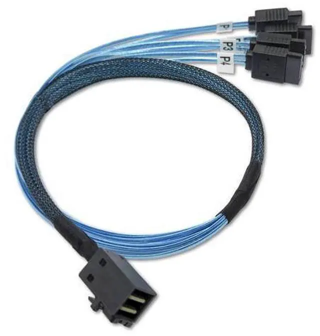 Alt view image 10 of 10 - Vszerda Internal HD Mini SAS Cable SFF-8643 to 4 SATA Digital Black Cord (1 Cable, 1 M / 3.2 Feet)