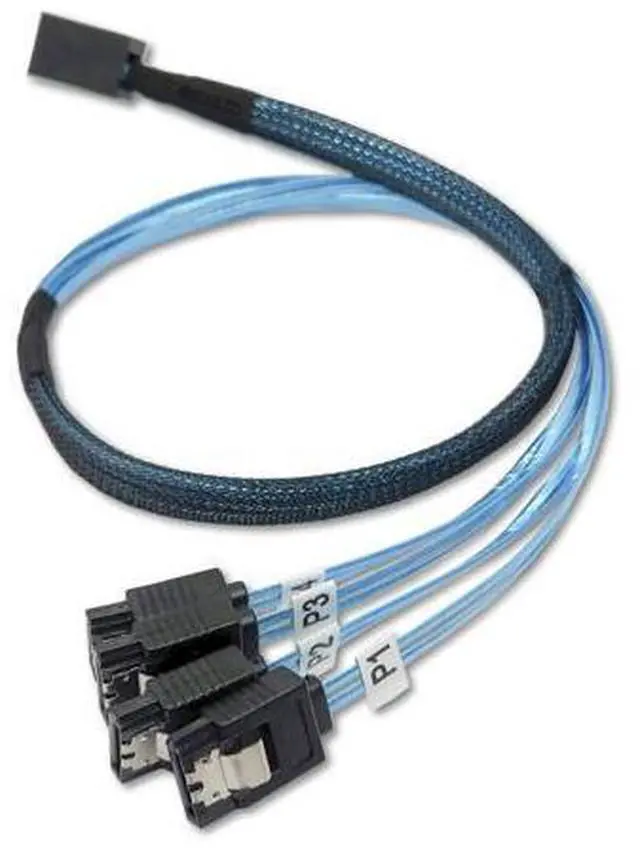 Alt view image 9 of 10 - Vszerda Internal HD Mini SAS Cable SFF-8643 to 4 SATA Digital Black Cord (1 Cable, 1 M / 3.2 Feet)
