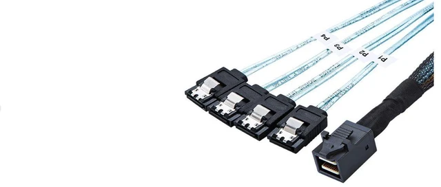 Main image of WRIARICH SFF86434SATA50CM Internal 12G HD Mini SAS SFF-8643 to 4 x SATA Cable Hard Drive Cable,HD Mini SAS Host/Controller to 4 SATA Target/Backplane-1.64ft