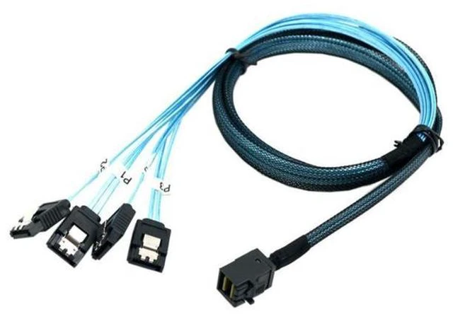 Alt view image 2 of 7 - WRIARICH SFF86434SATA50CM Internal 12G HD Mini SAS SFF-8643 to 4 x SATA Cable Hard Drive Cable,HD Mini SAS Host/Controller to 4 SATA Target/Backplane-1.64ft