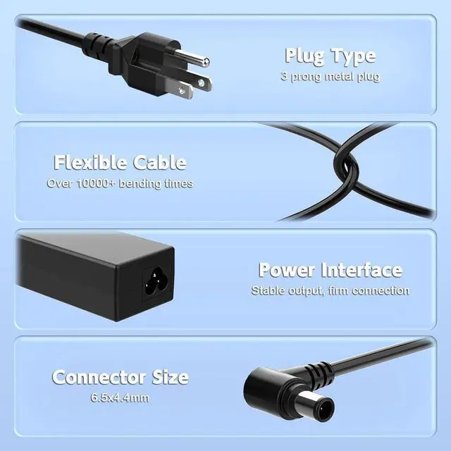 Alt view image 11 of 14 - 19V Power Supply Compatible with LG Electronics 19" 20" 22" 23" 24" 27" 32" Monitor 24LJ4540 24M47H-P 24MP55HQ; DA-48F19 DA-65G19 ADS-40FSG-19 DA-65F19 IPS236-PN E2750VR-SN Power Cord