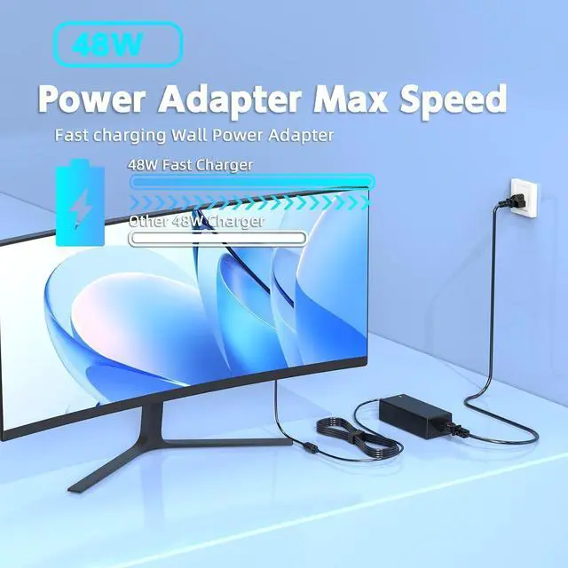 Alt view image 12 of 14 - 19V Power Supply Compatible with LG Electronics 19" 20" 22" 23" 24" 27" 32" Monitor 24LJ4540 24M47H-P 24MP55HQ; DA-48F19 DA-65G19 ADS-40FSG-19 DA-65F19 IPS236-PN E2750VR-SN Power Cord