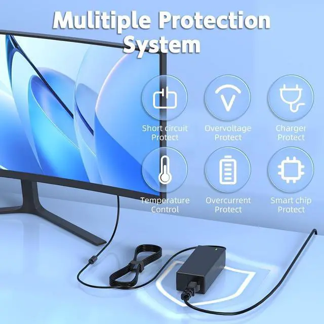Alt view image 13 of 14 - 19V Power Supply Compatible with LG Electronics 19" 20" 22" 23" 24" 27" 32" Monitor 24LJ4540 24M47H-P 24MP55HQ; DA-48F19 DA-65G19 ADS-40FSG-19 DA-65F19 IPS236-PN E2750VR-SN Power Cord