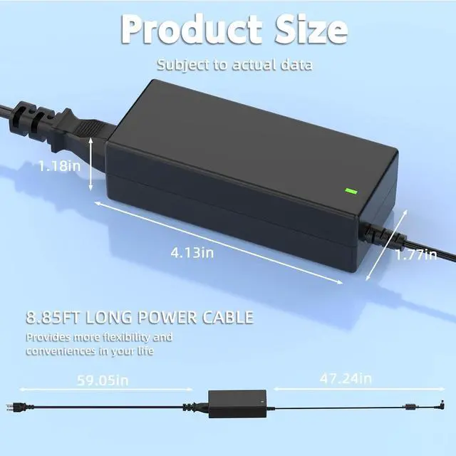 Alt view image 14 of 14 - 19V Power Supply Compatible with LG Electronics 19" 20" 22" 23" 24" 27" 32" Monitor 24LJ4540 24M47H-P 24MP55HQ; DA-48F19 DA-65G19 ADS-40FSG-19 DA-65F19 IPS236-PN E2750VR-SN Power Cord