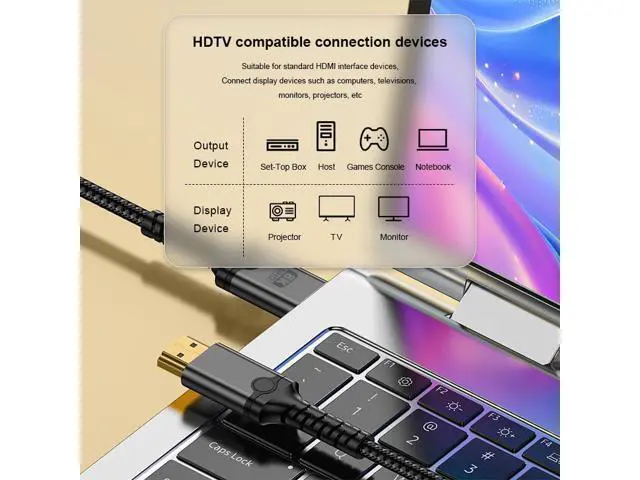 Alt view image 14 of 14 - Vszerda HD 2.1 Cable 8K@60Hz, 10FTCertified Ultra High Speed 48Gbps HD Cable Braided Cord-4K@120Hz 8K@60Hz, DTS:X, HDCP 2.2 & 2.3, HDR 10 Compatible with Roku TV/PS5/HDTV/Blu-ray