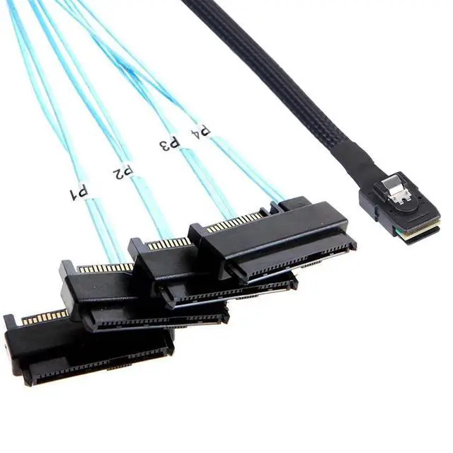Alt view image 7 of 12 - 2Pack Mini-SAS to SAS-Cable: 0.5M SFF-8087 to SAS-SFF-8087 to SFF-8482 x4 with SATA Power Adapter-Cable (1.6FT)