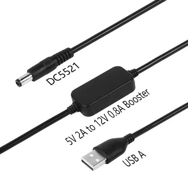 Alt view image 8 of 12 - 1FT DC 5V to DC 12V USB Voltage Step Up Converter Cable,Power Adapter Cable with DC 5.5 x 2.1mm Jack,USB 5V 2A to DC 12V 0.8A Cable