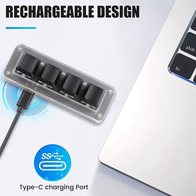Alt view image 11 of 14 - USB Programming Macro Custom Keyboard RGB 4 Keys Knob Gaming Mechanical Hot Swap Keyboard for Photoshop Drawing