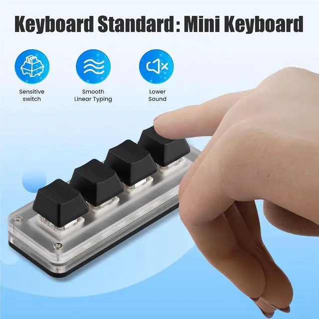 Alt view image 13 of 14 - USB Programming Macro Custom Keyboard RGB 4 Keys Knob Gaming Mechanical Hot Swap Keyboard for Photoshop Drawing