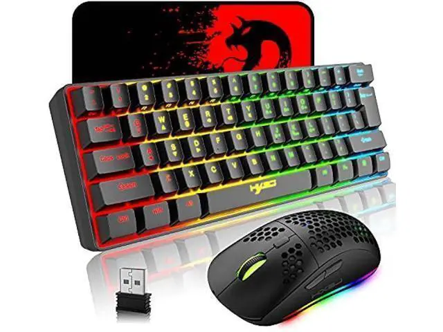 Alt view image 8 of 14 - Wireless Gaming Keyboard and Mouse Combo, 2200mAh Mini 61 Keys Mechanical Feeling Keyboard with Bluetooth 5.1&2.4G Wireless Dual Modes,RGB Backlit Wireless Lightweight Gaming Mouse for PC/Gamer