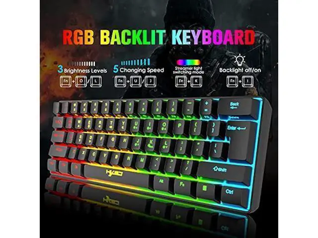 Alt view image 10 of 14 - Wireless Gaming Keyboard and Mouse Combo, 2200mAh Mini 61 Keys Mechanical Feeling Keyboard with Bluetooth 5.1&2.4G Wireless Dual Modes,RGB Backlit Wireless Lightweight Gaming Mouse for PC/Gamer