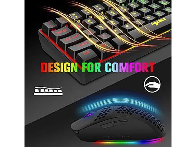 Alt view image 11 of 14 - Wireless Gaming Keyboard and Mouse Combo, 2200mAh Mini 61 Keys Mechanical Feeling Keyboard with Bluetooth 5.1&2.4G Wireless Dual Modes,RGB Backlit Wireless Lightweight Gaming Mouse for PC/Gamer