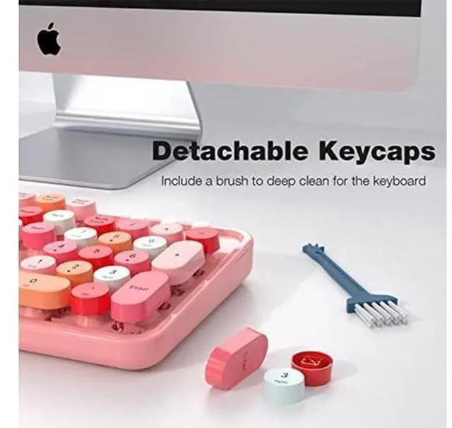Alt view image 9 of 10 - Wireless Keyboard and Mouse Combo, MOWUX Colorful Computer Full Size 2.4G Plug and Play Wireless Typewriter Keyboard and Mouse Set for Windows, Computer, Desktop, PC, Notebook (Pink Colorful)