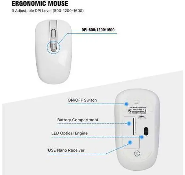 Alt view image 10 of 14 - Wireless Keyboard Mouse Combo, Cimetech Compact Full Size Wireless Keyboard and Mouse Set 2.4G Ultra-Thin Sleek Design for Windows, Computer, Desktop, PC, Notebook, Laptop Silver