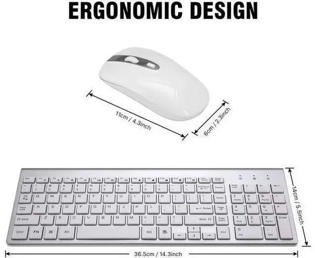 Alt view image 11 of 14 - Wireless Keyboard Mouse Combo, Cimetech Compact Full Size Wireless Keyboard and Mouse Set 2.4G Ultra-Thin Sleek Design for Windows, Computer, Desktop, PC, Notebook, Laptop Silver