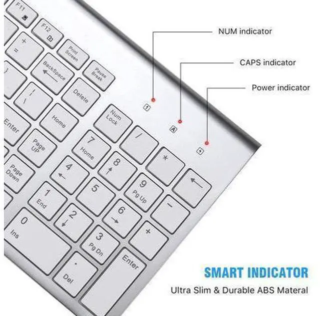 Alt view image 12 of 14 - Wireless Keyboard Mouse Combo, Cimetech Compact Full Size Wireless Keyboard and Mouse Set 2.4G Ultra-Thin Sleek Design for Windows, Computer, Desktop, PC, Notebook, Laptop Silver