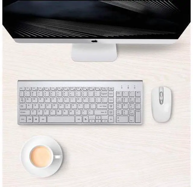 Alt view image 13 of 14 - Wireless Keyboard Mouse Combo, Cimetech Compact Full Size Wireless Keyboard and Mouse Set 2.4G Ultra-Thin Sleek Design for Windows, Computer, Desktop, PC, Notebook, Laptop Silver