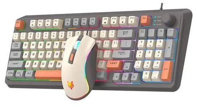 Alt view image 8 of 14 - K820 Led Cool Lighting 94 Keys Wired Keyboard Mechanical Touch Luminous and Mouse Set for Desktop Computer Pc Laptop Home Office
