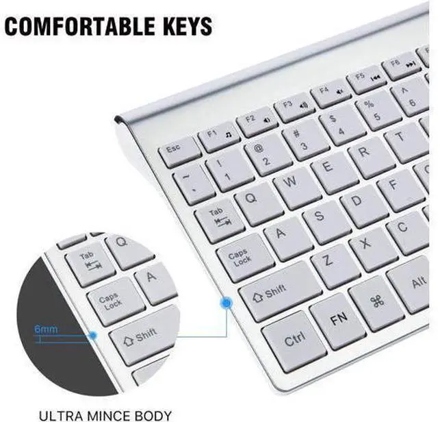 Alt view image 14 of 14 - Wireless Keyboard Mouse Combo, Cimetech Compact Full Size Wireless Keyboard and Mouse Set 2.4G Ultra-Thin Sleek Design for Windows, Computer, Desktop, PC, Notebook, Laptop Silver