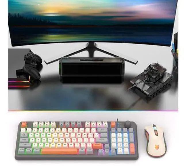 Alt view image 9 of 14 - K820 Led Cool Lighting 94 Keys Wired Keyboard Mechanical Touch Luminous and Mouse Set for Desktop Computer Pc Laptop Home Office