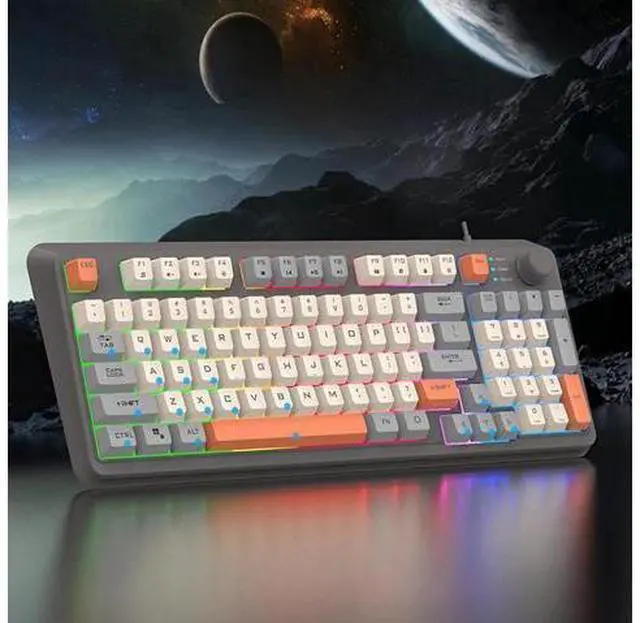 Alt view image 11 of 14 - K820 Led Cool Lighting 94 Keys Wired Keyboard Mechanical Touch Luminous and Mouse Set for Desktop Computer Pc Laptop Home Office