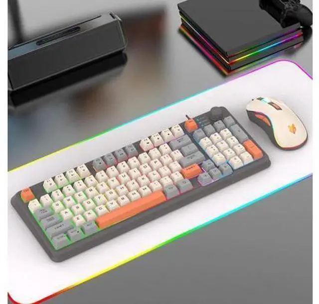 Alt view image 10 of 14 - K820 Led Cool Lighting 94 Keys Wired Keyboard Mechanical Touch Luminous and Mouse Set for Desktop Computer Pc Laptop Home Office