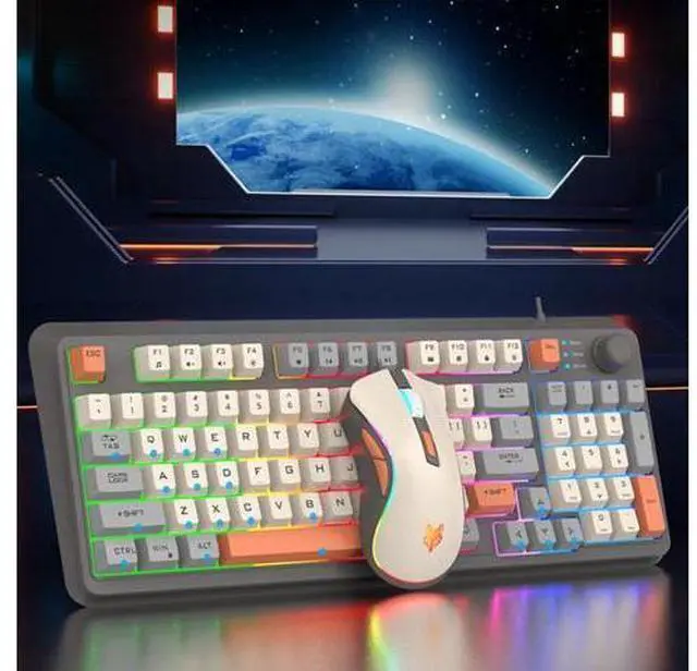 Alt view image 14 of 14 - K820 Led Cool Lighting 94 Keys Wired Keyboard Mechanical Touch Luminous and Mouse Set for Desktop Computer Pc Laptop Home Office