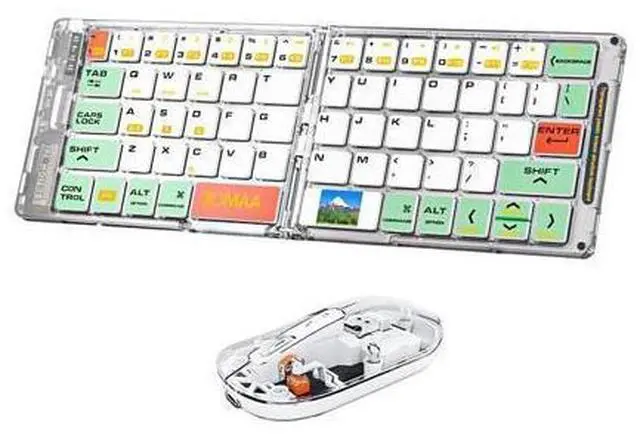 Alt view image 6 of 10 - Wireless BT Foldable Keyboard and Mouse Combo,Ultra Slim, Rechargeable, Silent, Portable Travel Keyboard for Laptop, Tablet,Phone (Green)